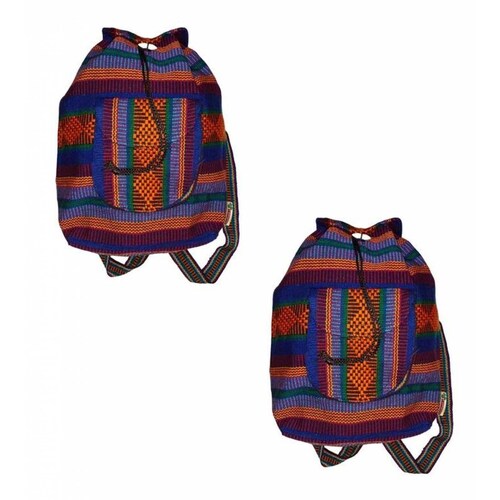 Mochilas Mexicanas MXLIZ-002-3 2 Pzas 10Kg AzulMoradoNaranja Hechas a Mano HiloEstambre, LitzColors