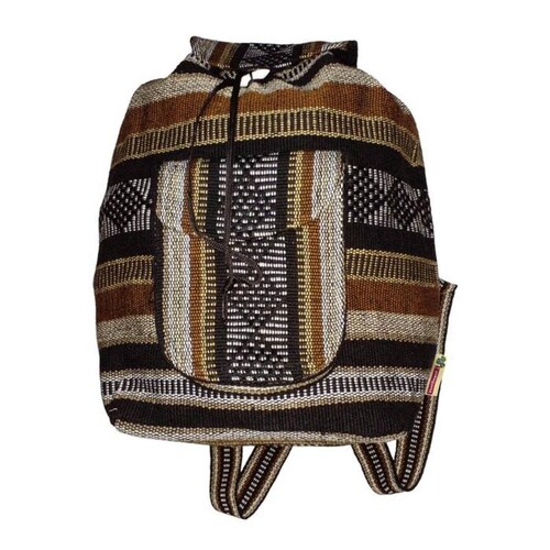 Mochilas Mexicanas MXQUE-001-13 1 Pza 10Kg CaféBeigeNegro Hechas a Mano HiloEstambre, QuetzColors