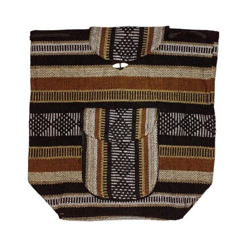 Mochilas Mexicanas MXQUE-001-13 1 Pza 10Kg CaféBeigeNegro Hechas a Mano HiloEstambre, QuetzColors