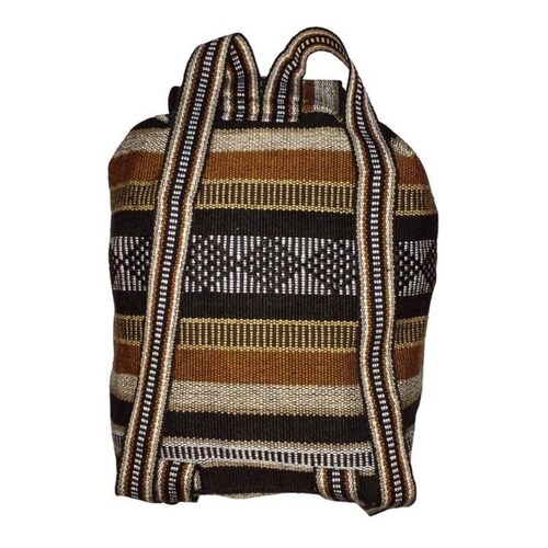 Mochilas Mexicanas MXQUE-001-13 1 Pza 10Kg CaféBeigeNegro Hechas a Mano HiloEstambre, QuetzColors