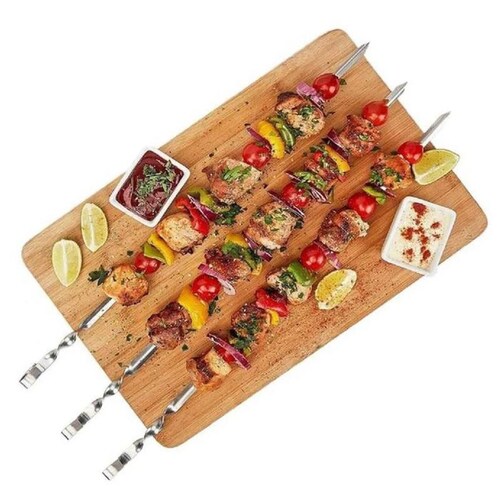 Pinchos para Frutas MXBHL-005-6 50 pzas 38cm Gris Acero Inoxidable Pincho Asador, BronchLux