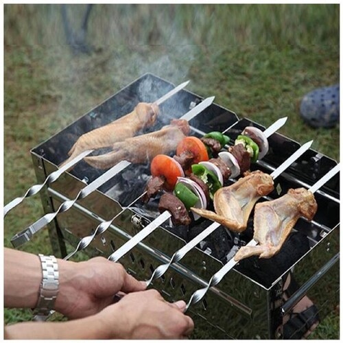 Pinchos para Frutas MXBHL-005-6 50 pzas 38cm Gris Acero Inoxidable Pincho Asador, BronchLux