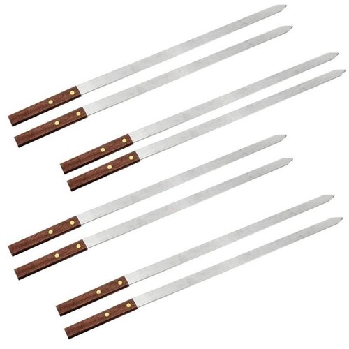 Aguja Plana Brochetas MXBZS-004-1 8 Pzas 60cm Acero Inoxidable, BraziSpades