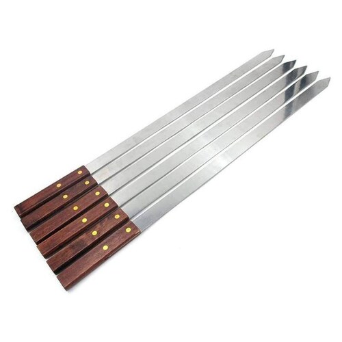Aguja Plana Brochetas MXBZS-004-1 8 Pzas 60cm Acero Inoxidable, BraziSpades
