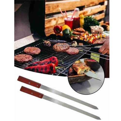 Aguja Plana Brochetas MXBZS-004-1 8 Pzas 60cm Acero Inoxidable, BraziSpades