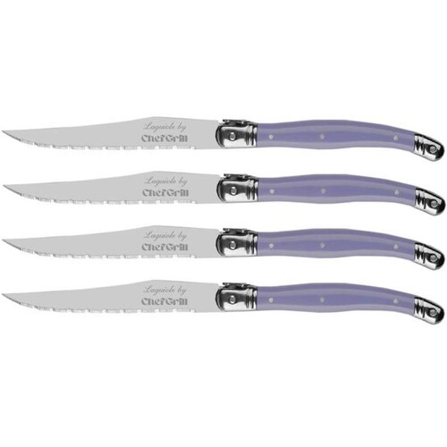 Cuchillo de Acero Laguiole MXGUR-004-1 4 pzas 23 cm Morado Acero Inoxidable Cuchillo para carne, LaguiolePurple