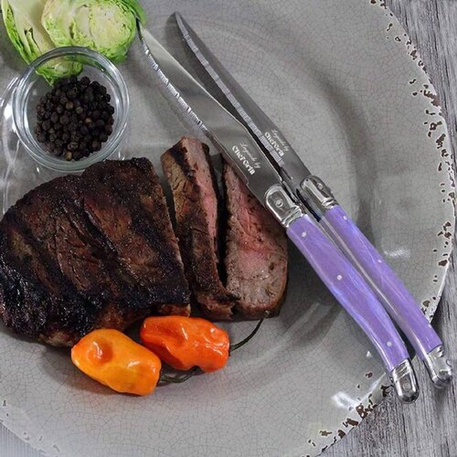 Cuchillo de Acero Laguiole MXGUR-004-1 4 pzas 23 cm Morado Acero Inoxidable Cuchillo para carne, LaguiolePurple