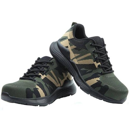 Zapatos de Trabajo Resistentes MXKAC-010 Talla 11US, 27.5MX, 45EUR, Verde/Negro, Plantilla Kevlar, Suela EVA, Punta de Acero, Agujetas, Ligero, Transpirable.