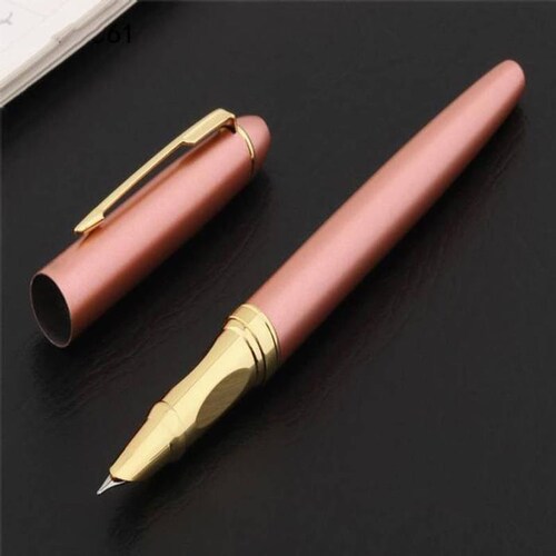 Plumas Tipo Fuente para Mujer MXALI-009 1pza 0,5mm Punta OroDorado 1 Tinta Roja Acero Inoxidable Para Cartucho SmallCartri 3,4mm, CoralPink