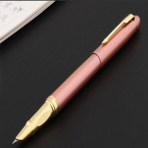 Plumas Tipo Fuente para Mujer MXALI-009 1pza 0,5mm Punta OroDorado 1 Tinta Roja Acero Inoxidable Para Cartucho SmallCartri 3,4mm, CoralPink