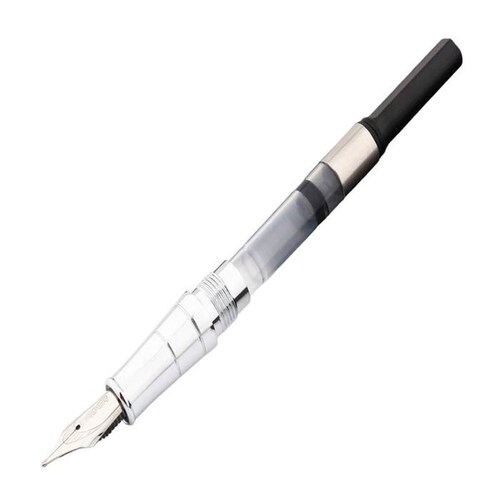 Bolígrafo Tipo Fuente Redacción MXSVS-005-2 1pza 0,5mm Punta Plateado 1 Tinta Azul Marino Acero Inoxidable Para Cartucho SmallCartri 3,4mm, SilverStar