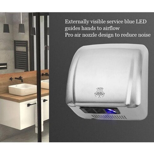 Secador de Pared de Manos MXSVI-001-1 1 Pza Plata Mate con Sensor 20cm 2100W 110130V 60Hz 8A Tiempo de Secado 12 a 15 seg, DrySilver