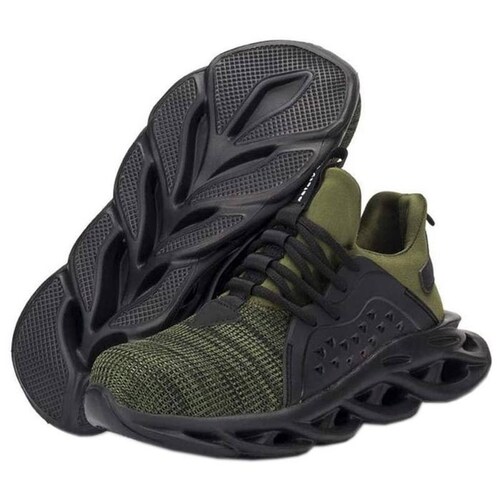 Botas de Seguridad Ligeros MXYAE-013-1 Talla 14US, 29MX, Verde, Plantilla Kevlar, Suela EVA, Punta de Acero, Agujetas, Ligero, Transpirable.