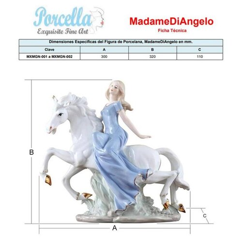 Figura porcelana encanto MXMGN-001-10 1 Pza 30x32x11cm Frente x Alto x Fondo Porcelana Artesanal MadameDiAngelo