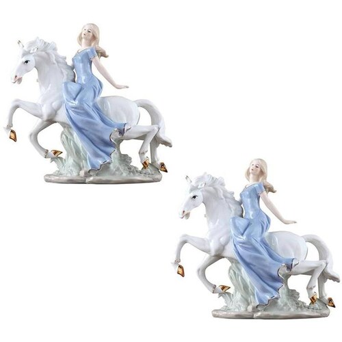 Figura cerámica elegante MXMGN-002-15 2 Pzas 30x32x11cm Frente x Alto x Fondo Porcelana Artesanal MadameDiAngelo