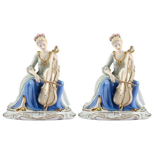 Escultura porcelana fina MXMMU-002-12 2 Pzas 20x23x20cm Frente x Alto x Fondo Porcelana Artesanal MadameCaruso