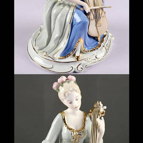 Escultura porcelana fina MXMMU-002-12 2 Pzas 20x23x20cm Frente x Alto x Fondo Porcelana Artesanal MadameCaruso