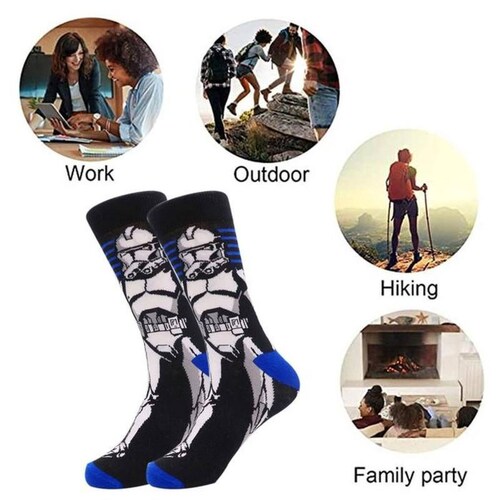 Calcetines de Personajes de Pelis MXKWA-004-4 4 Pares 6,5-10,5US Tropper Calcetines Tubo Medio Algodón, SockStarWar06