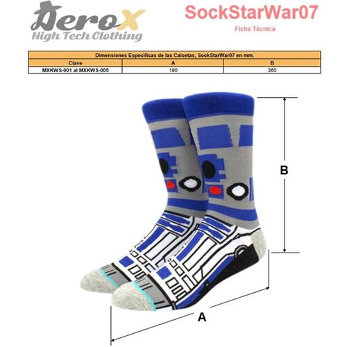 Calceton de Peliculas MXKWS-005-5 5 Pares 6,5-10,5US R2D2 Calcetines Tubo Medio Algodón, SockStarWar07