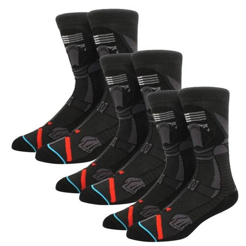 Medias Modernas de Peliculas MXOKS-003-2 3 Pares 6,5-10,5US Kylo Ren Calcetines Tubo Medio Algodón, SockStarWar09