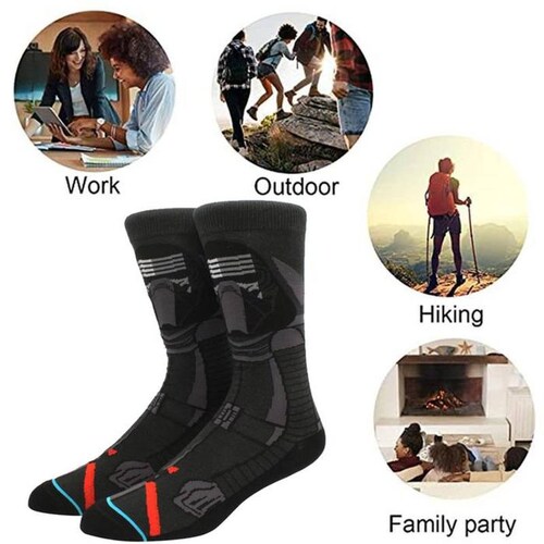 Medias Modernas de Peliculas MXOKS-003-2 3 Pares 6,5-10,5US Kylo Ren Calcetines Tubo Medio Algodón, SockStarWar09