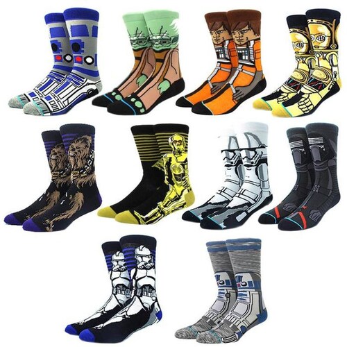 Medias Modernas de Peliculas MXOKS-003-2 3 Pares 6,5-10,5US Kylo Ren Calcetines Tubo Medio Algodón, SockStarWar09