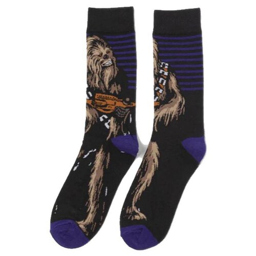 Medias Largas de Figuras Peliculas MXSKW-002-1 2 Pares 6,5-10,5US Chewbacca Calcetines Tubo Medio Algodón, SockStarWar04