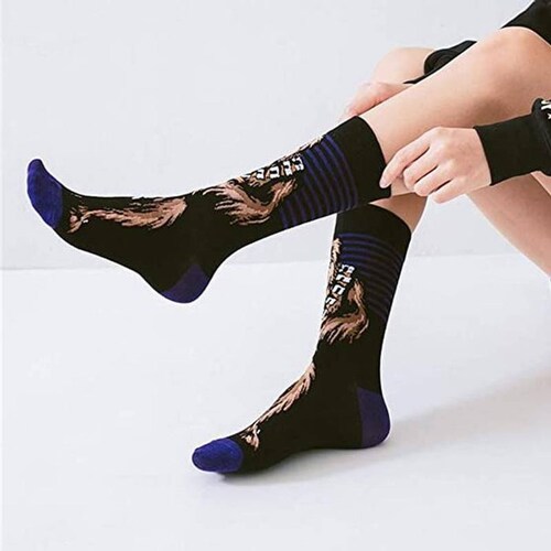 Medias Largas de Figuras Peliculas MXSKW-002-1 2 Pares 6,5-10,5US Chewbacca Calcetines Tubo Medio Algodón, SockStarWar04
