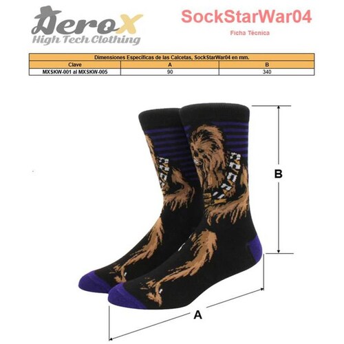 Calcetas de Personajes de Peliculas MXSKW-004-1 4 Pares 6,5-10,5US Chewbacca Calcetines Tubo Medio Algodón, SockStarWar04
