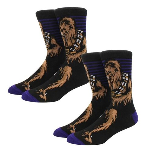 Calcetas de Personajes de Peliculas MXSKW-004-1 4 Pares 6,5-10,5US Chewbacca Calcetines Tubo Medio Algodón, SockStarWar04