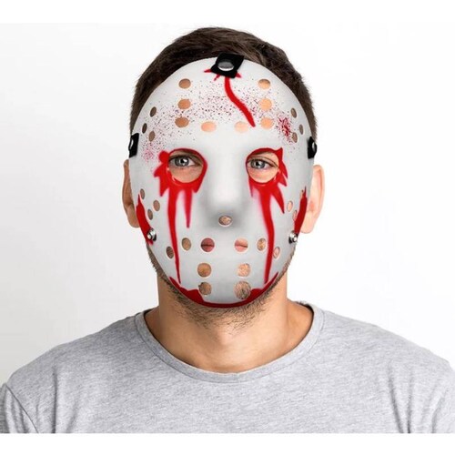 Mascarilla de Jason MXJWS-004-2 4Pzas 18x25x5cm Plástico PVC Blanco Jason Voorhees, JasonBloody