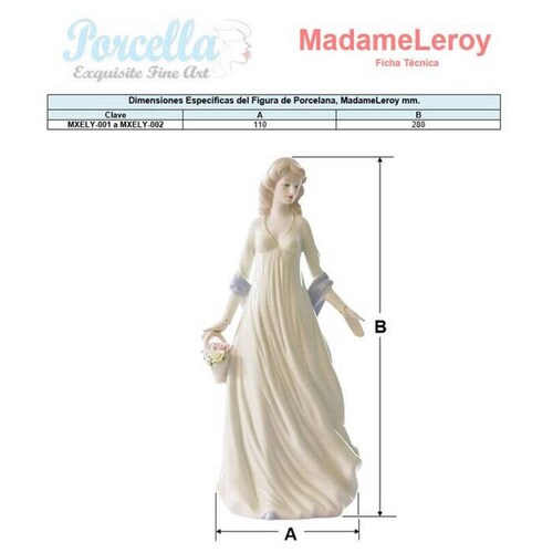 Estatura de Cerámica MXELY-001-5 1Pza 11x28cm Frente x Alto Porcelana Artesanal, MadameLeroy