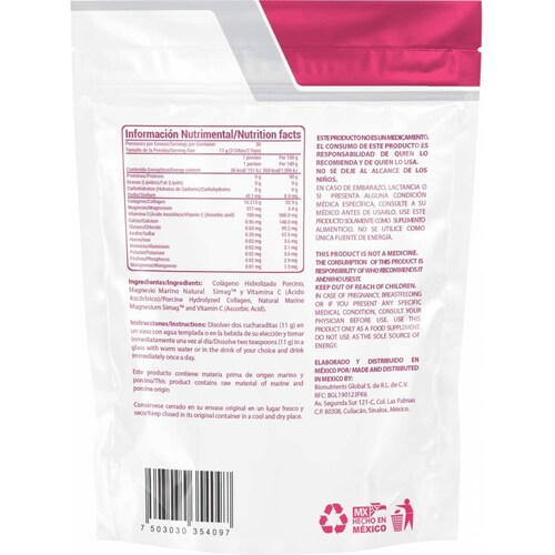 Colageno hidrolizado + vitamina c + magnesio marino Wellthy 330 gr