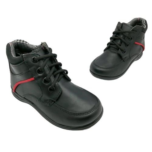 Zapato Escolar Niño Luces Leds Arco Soporte 100% Piel 1246 NEGRO.