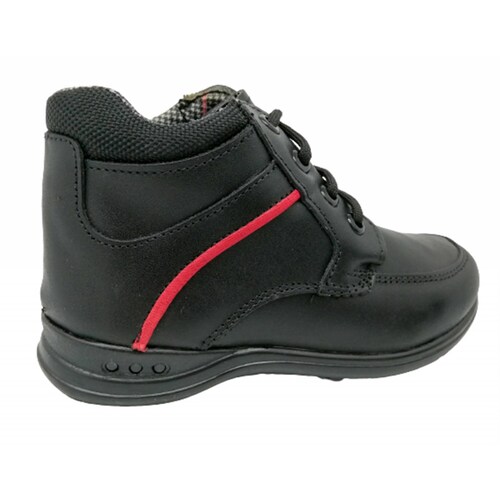 Zapato Escolar Niño Luces Leds Arco Soporte 100% Piel 1246 NEGRO.