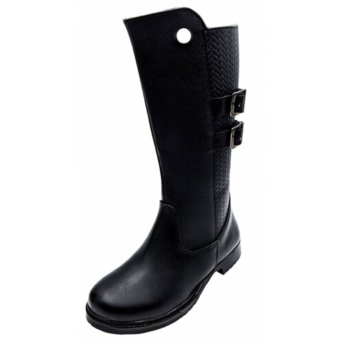 Bota Larga Niña Casual Moda 100% Piel 3354-N Negro 15 Al 21 (15.0 - 21.0).