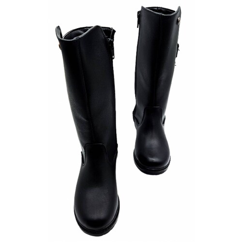Bota Larga Niña Casual Moda 100% Piel 3354-N Negro 15 Al 21 (15.0 - 21.0).