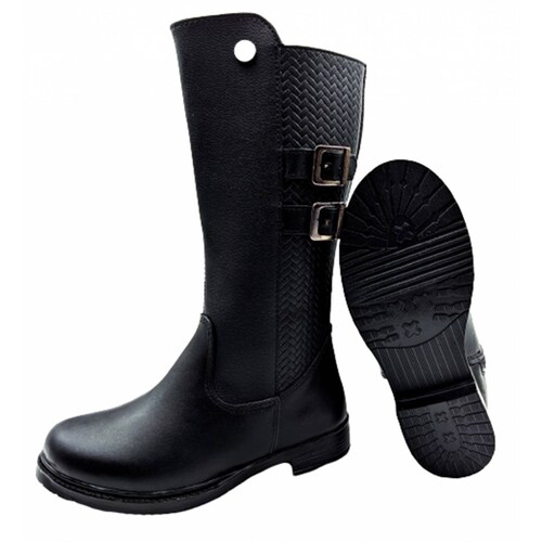 Bota Larga Niña Casual Moda 100% Piel 3354-N Negro 15 Al 21 (15.0 - 21.0).