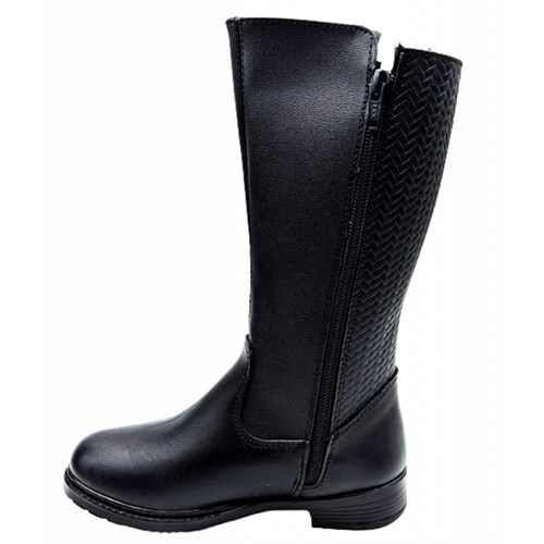 Bota Larga Niña Casual Moda 100% Piel 3354-N Negro 15 Al 21 (15.0 - 21.0).
