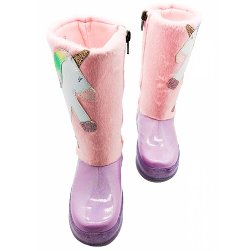 Bota Niña Unicornio Led Invierno Luces Larga Rosa 4009-LI (15.0 - 21.5).