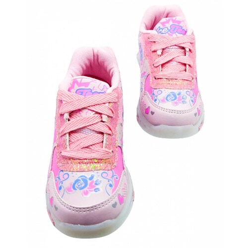 Tenis Niña Princesas Luces Leds Elsa Y Ana Rosa 639-RP (12.0 - 21.5).