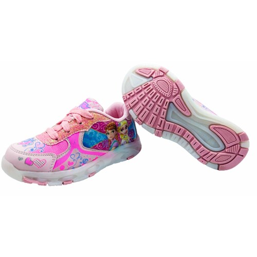 Tenis Niña Princesas Luces Leds Elsa Y Ana Rosa 639-RP (12.0 - 21.5).