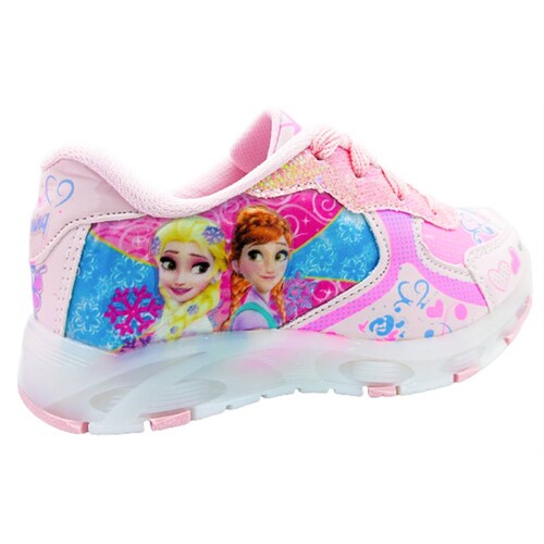 Tenis Niña Princesas Luces Leds Elsa Y Ana Rosa 639-RP (12.0 - 21.5).