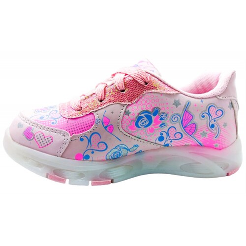 Tenis Niña Princesas Luces Leds Elsa Y Ana Rosa 639-RP (12.0 - 21.5).