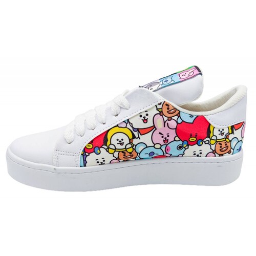 Tenis BT21 K-Pop Niñas Sneaker Personajes 421-B Blancos.