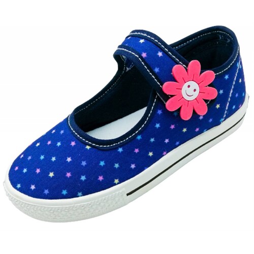 Tenis Niña Estrellas Flor Cómodos Marino Lona 1047-ame Azul (11.0 - 21.0)