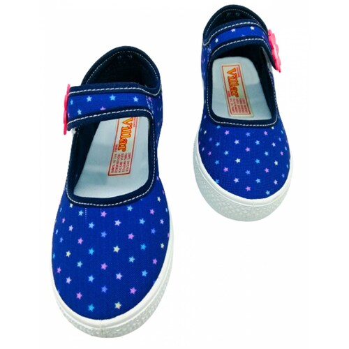 Tenis Niña Estrellas Flor Cómodos Marino Lona 1047-ame Azul (11.0 - 21.0)