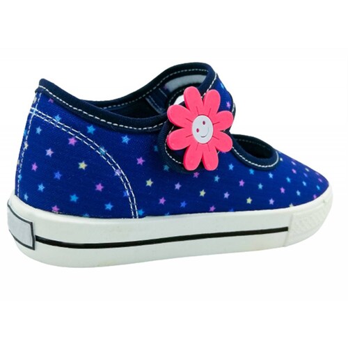 Tenis Niña Estrellas Flor Cómodos Marino Lona 1047-ame Azul (11.0 - 21.0)