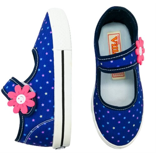 Tenis Niña Estrellas Flor Cómodos Marino Lona 1047-ame Azul (11.0 - 21.0)