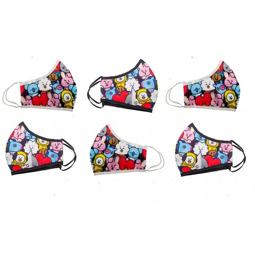 Cubrebocas Juvenil K-pop Tapabocas BTS Moda BT21-CB-B Blanco.